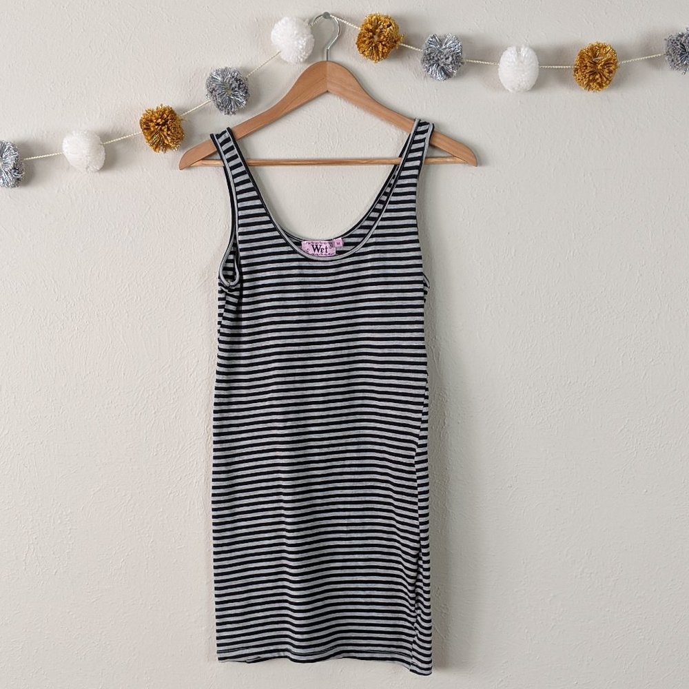 Black and Gray Stripe Tank Dress Size M